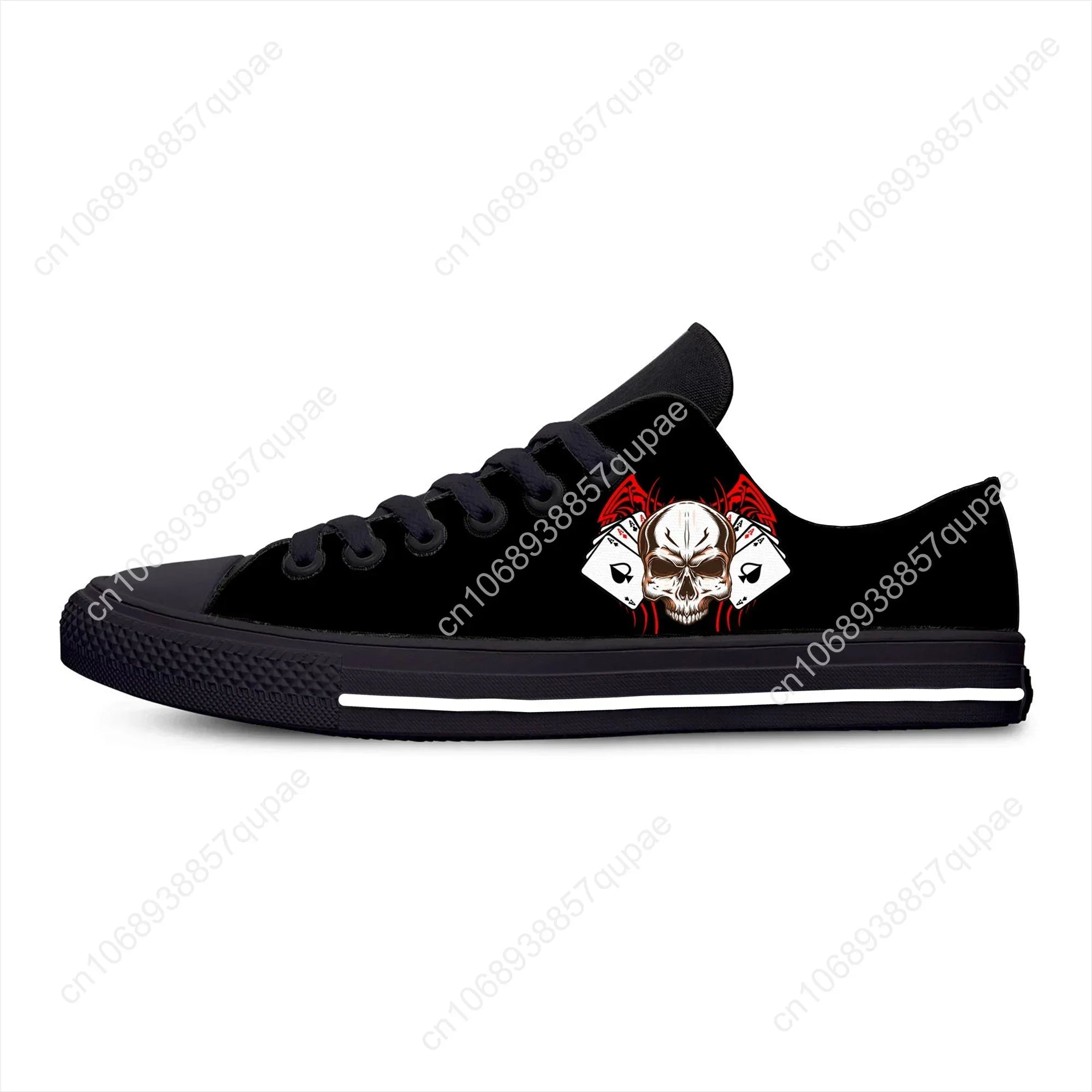 Grim Reaper Death Skull Poker Skeleton Low Top Sneaker baskets