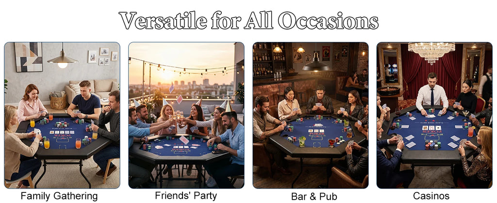 HLC 122 cm octagonal poker table, accommodating 8 people, ideal for the home games room