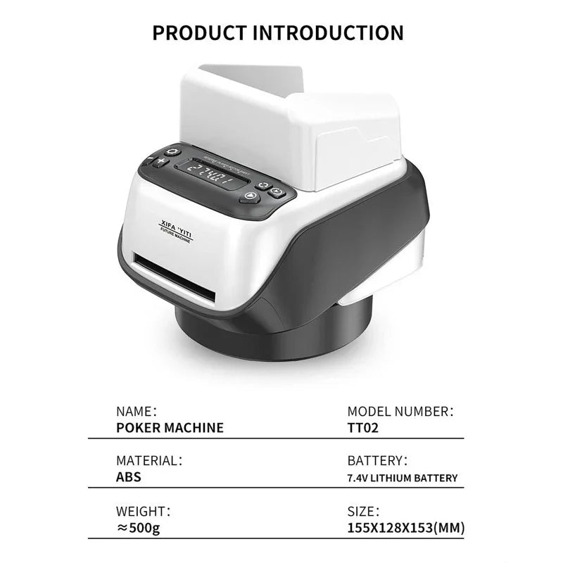 2400mAh Rechargeable Automatic Card Dealer Machine 360° Rotating Electric Poker Card Dispenser Tool For Outdoor Parties