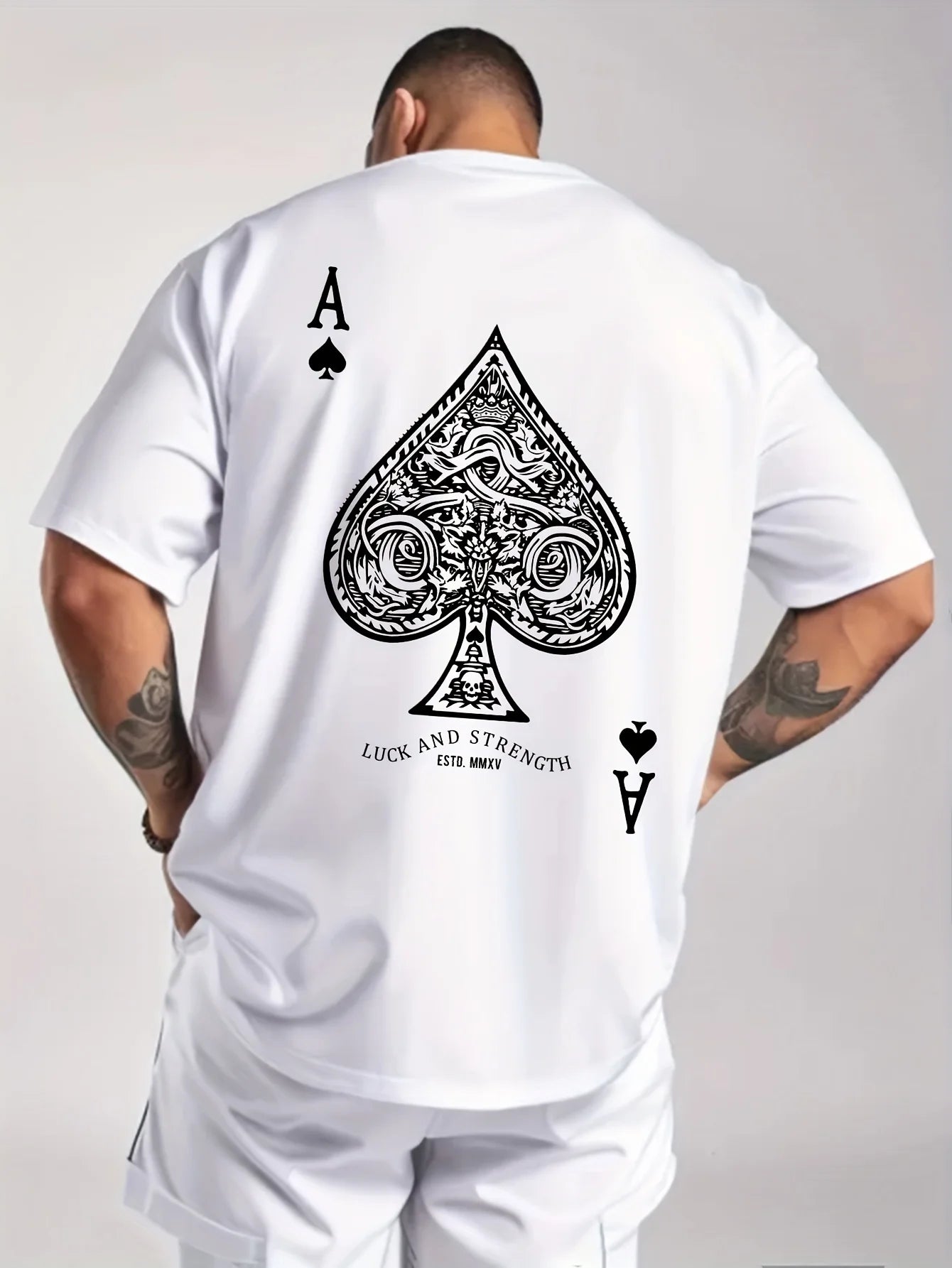 Ornate Ace of Spades Print on Premium Soft 100% Cotton Mens T shirt Perfect for Summer Night Outs and Casino Vibes