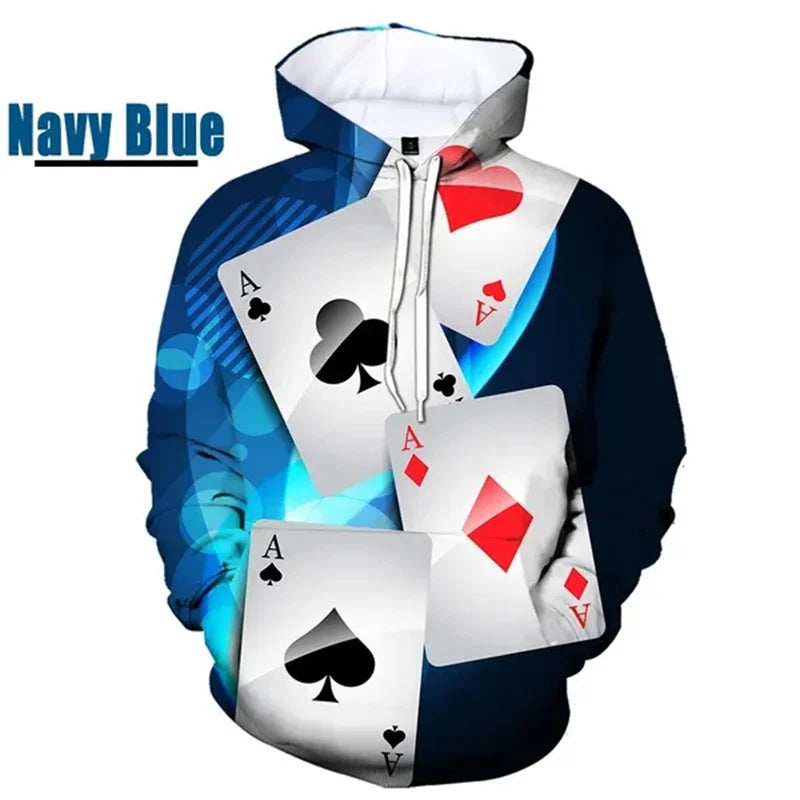 Hoodie Graphique Poker - Enfants & Femmes Hip Hop Streetwear