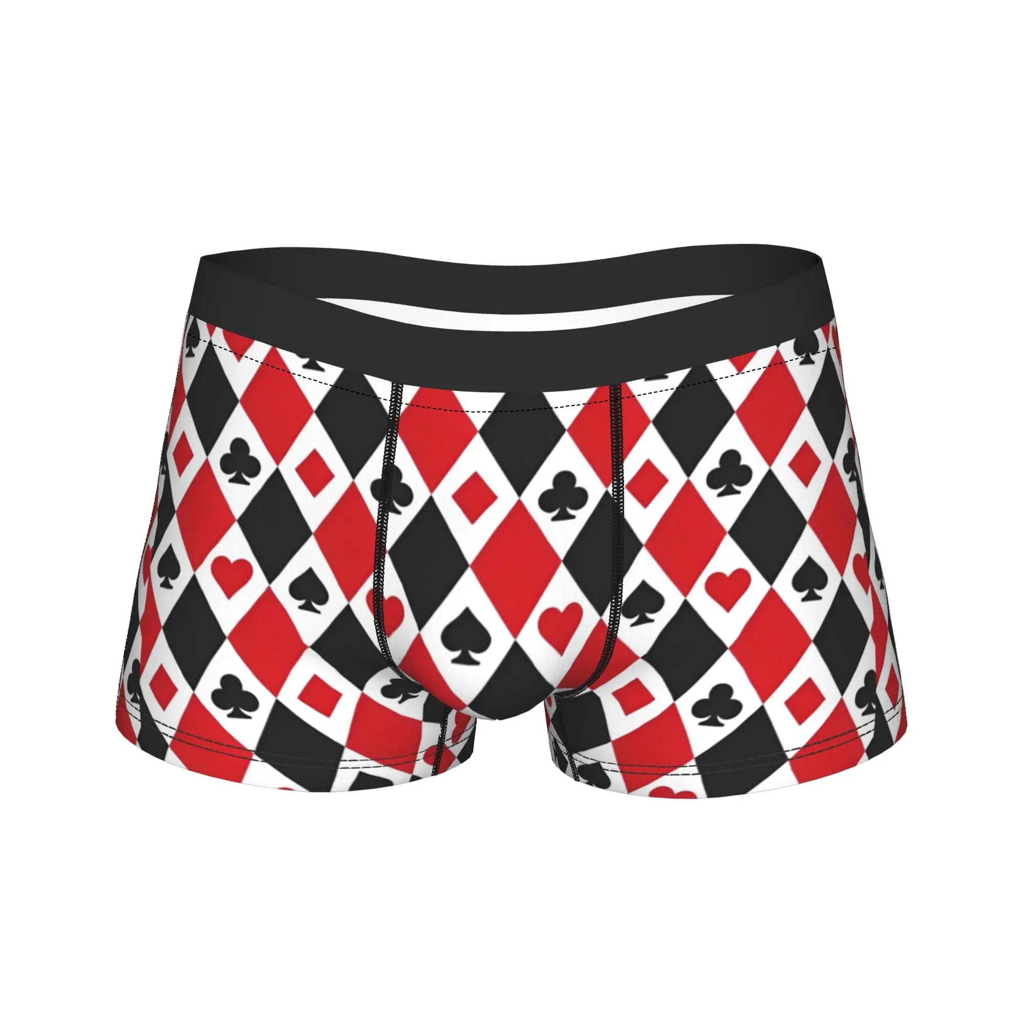 Men Boxer Briefs Shorts pants Panties King Of Hearts Blackjack Cards Poker 21 K Breathable Underwear Male Humor Plus Size Underpants