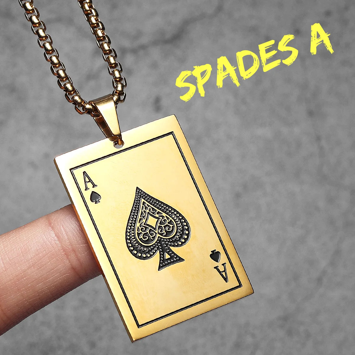 Spade King Skull Poker Stainless Steel Men Necklaces Pendants Chain Punk for Boyfriend Male Jewelry Creativity Gift Wholesale
