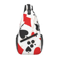 Golden Alice in Wonderland Poker Red Black Print Sling Chest Crossbody Bag Men Casual Shoulder Backpack for Travel Cycling