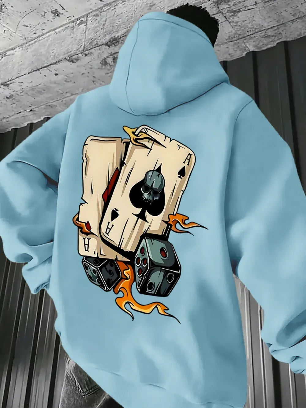 European and American men's new autumn fashion poker dice print comfortable and soft hooded sweatshirt outdoor street top