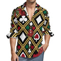 Poker Symbols Casual Shirts Male Playing Card Suits Shirt Long Sleeve Trending Funny Blouses Spring Graphic Clothing Plus Size