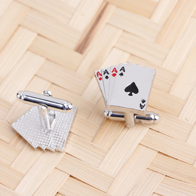 Funny AAAA Shaped Cufflinks Poker Ace Gemelos Mens Party Jewelry