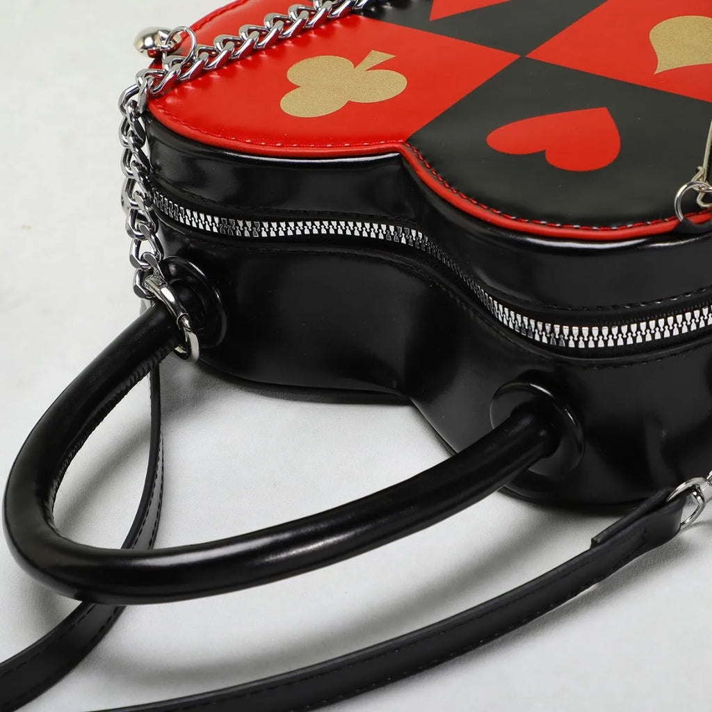 Femme Shoudler Sac Femme's Creative Poker Impressioned Chain Heart Shaped Sac Love Handheld Bandoulière Sacs Drop Shipping