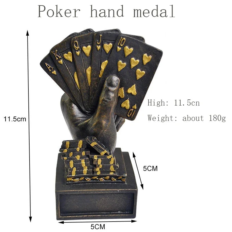Texas Poker Card Tournament Medal Winner Finger Trophy Casino Cup Poker Game Souvenirs Award Prize Home Decoration Gift
