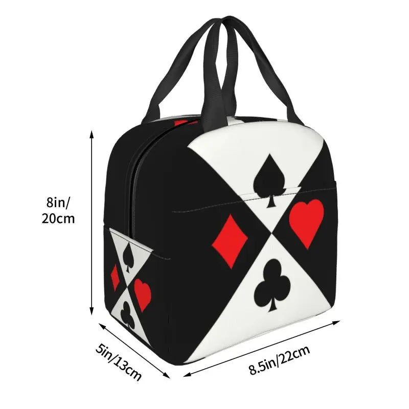 Poker Four Suits Portable Lunch Box Étanche Card Game Players Cooler Thermal Food Insulated Lunch Bag School Children Student