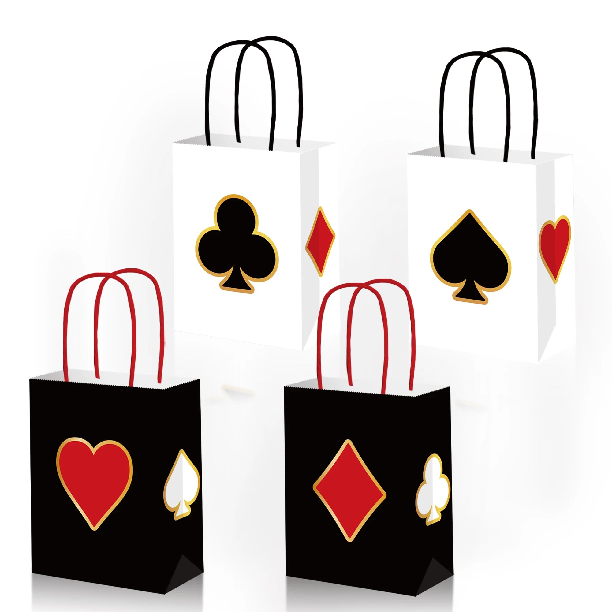 6/12/24/32pcs Casino Theme Favor Sacs avec Hand-Held Las Vegas Fête Candy Cadeau Sacs Casino Poker Fête Accessoires 6.3×3.15×8.27in