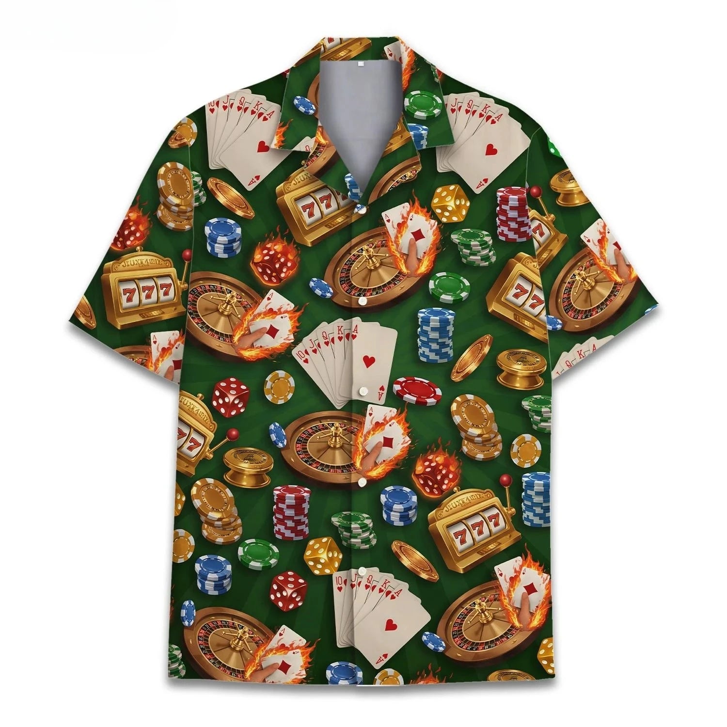 Poker Hawaiian Shirts Gambling Shirt Blackjack Short-sleeve Button Down Shirt Gift for Casino Lover Las Vegas Trip Casino Shirt