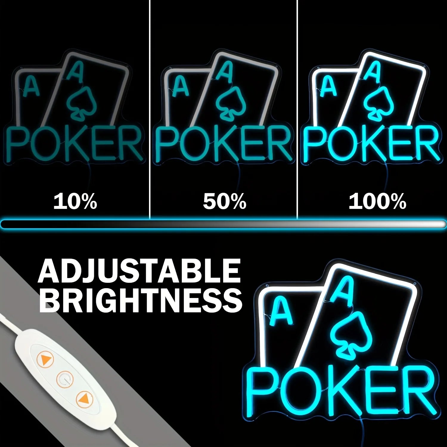 Poker LED Neon Signs, Home Wall Decoration, USB-powered LED Lights, Bars, Entertainment Rooms, Game Rooms, Men's Cave Parties