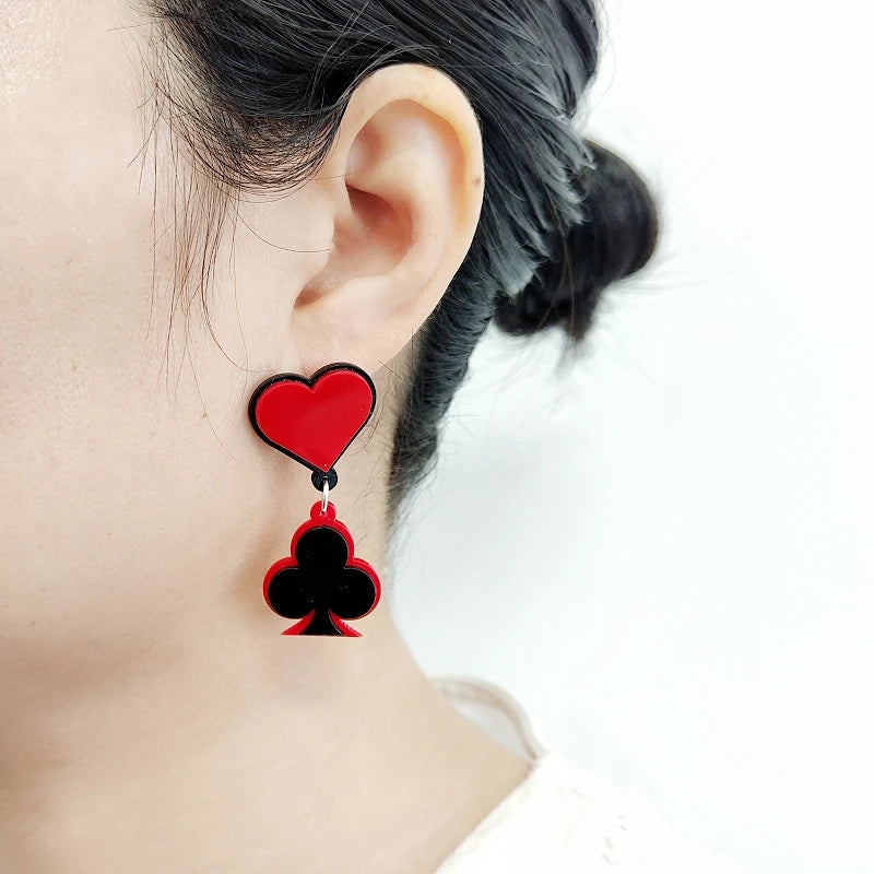 KUGUYS Poker Sign Drop Earrings