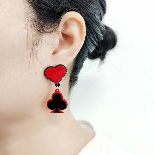 Boucles d'Oreilles Pendantes Poker ♠ — Dormeuses As de Pique Élégantes Femme | Cadeau Joueur