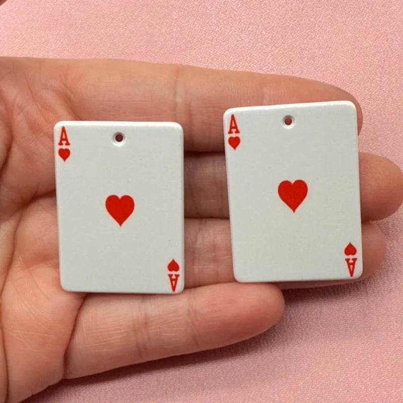 10pcs acrylic simulation poker pendant, DIY jewelry making earrings, keychain accessories
