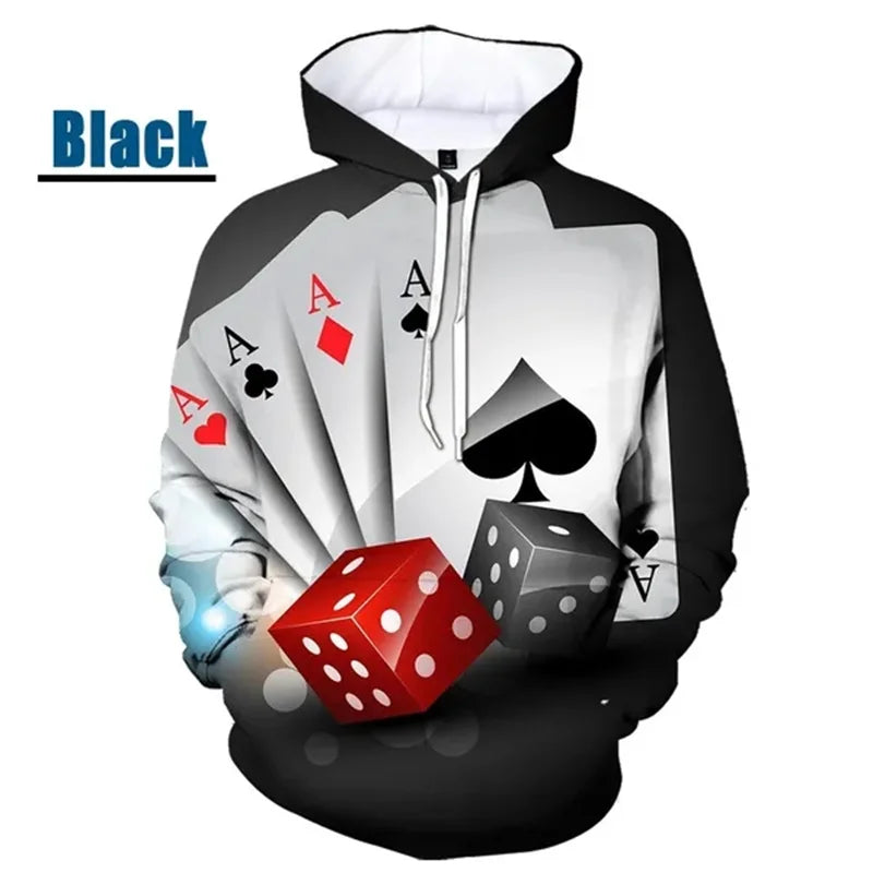 Hoodie Graphique Poker - Enfants & Femmes Hip Hop Streetwear