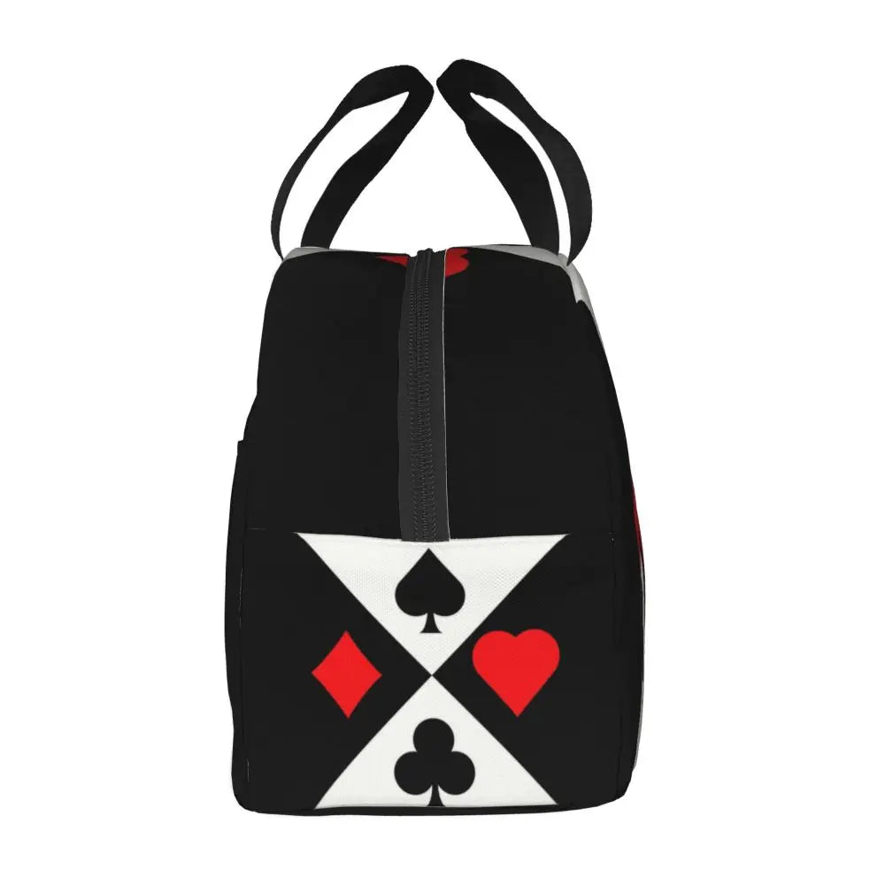 Poker Four Suits Portable Lunch Box Étanche Card Game Players Cooler Thermal Food Insulated Lunch Bag School Children Student