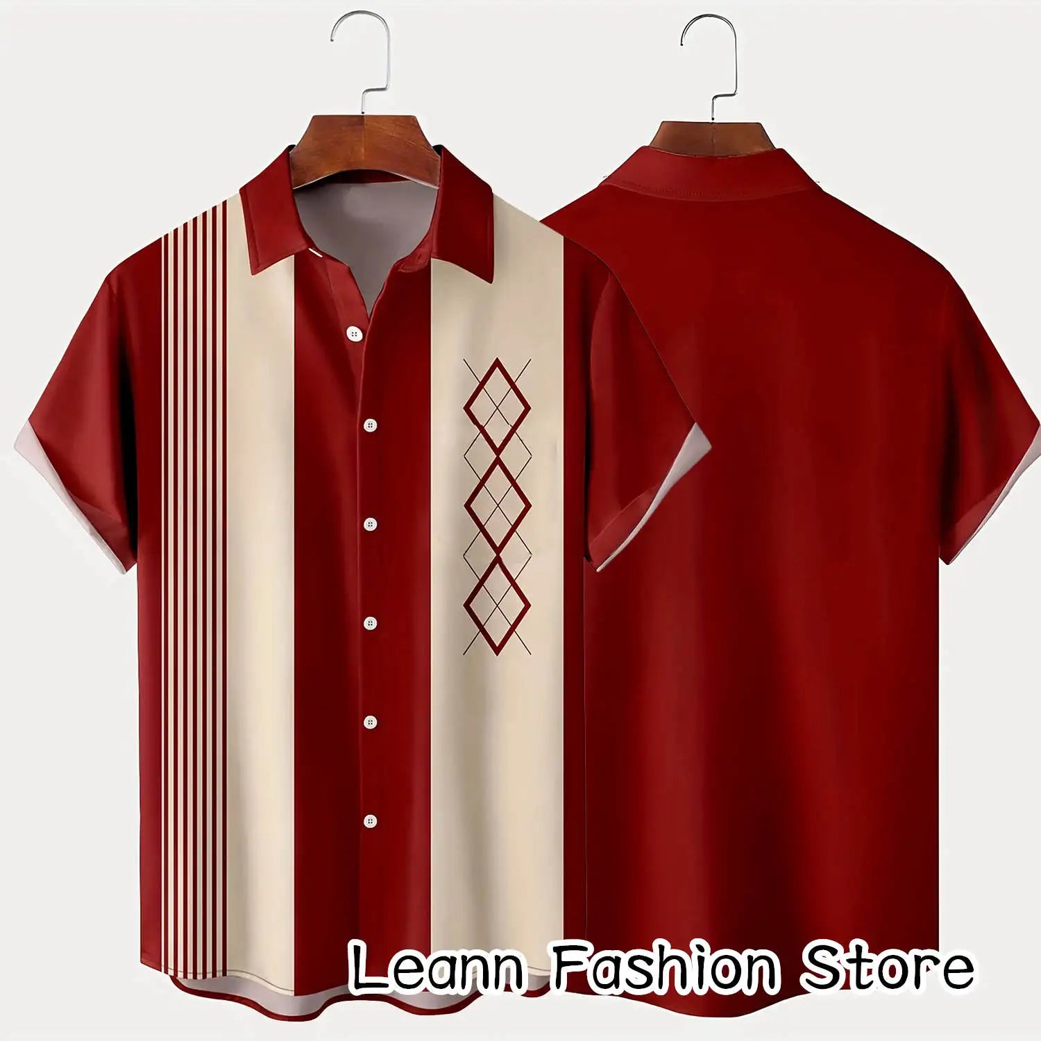 Men Summer Poker Symbol Stripe Print Shirt Casual Beach Short Sleeve Clothing Male Button Lapel Collar Shirt Fashion Leisurewear