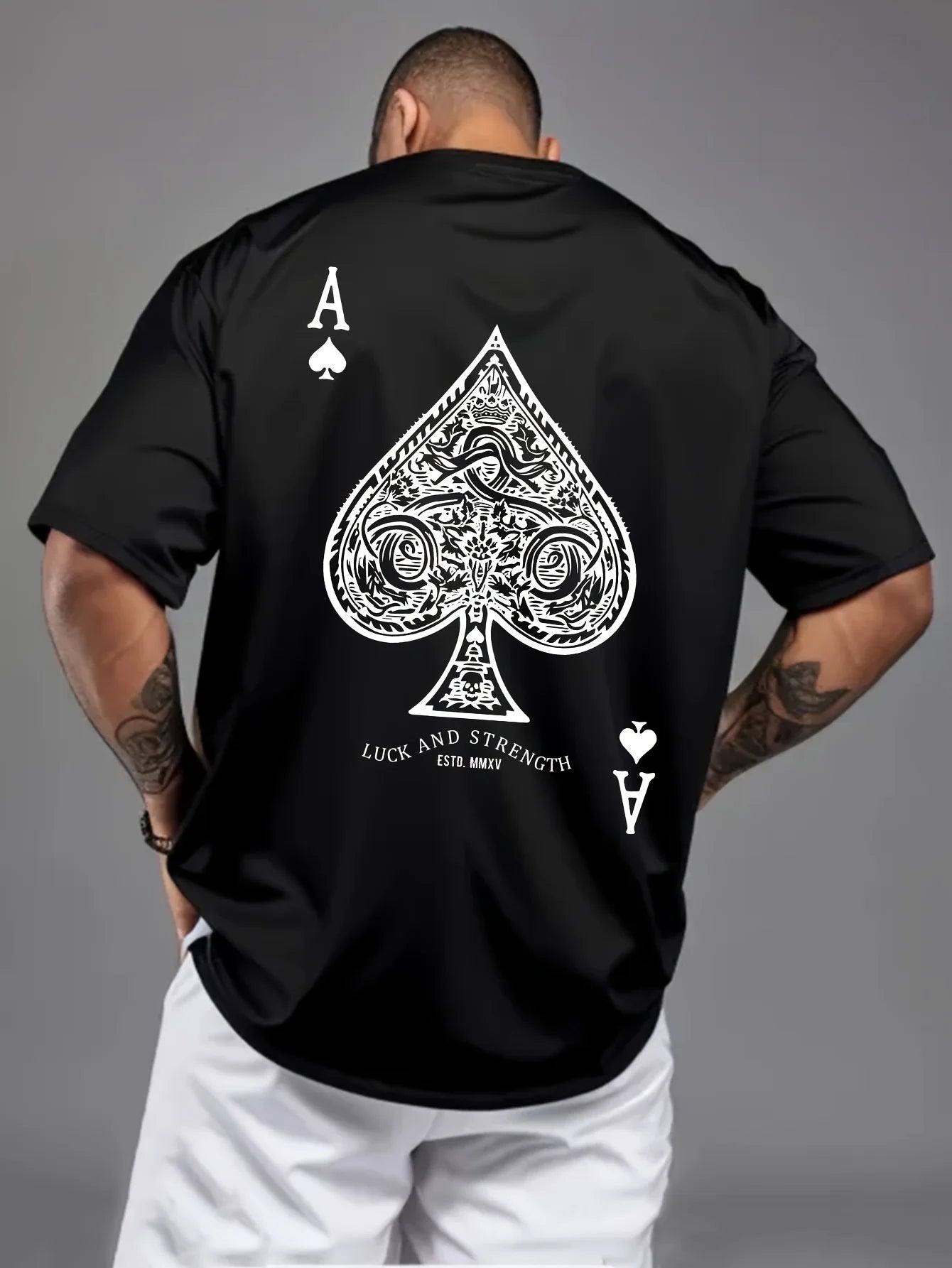 Ornate Ace of Spades Print on Premium Soft 100% Cotton Mens T shirt Perfect for Summer Night Outs and Casino Vibes