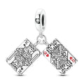 Original 925 Sterling Silver Charm Bead K&Q King and Queen Poker Pendant Fit Original Bracelets Necklace DIY Accessories Gift