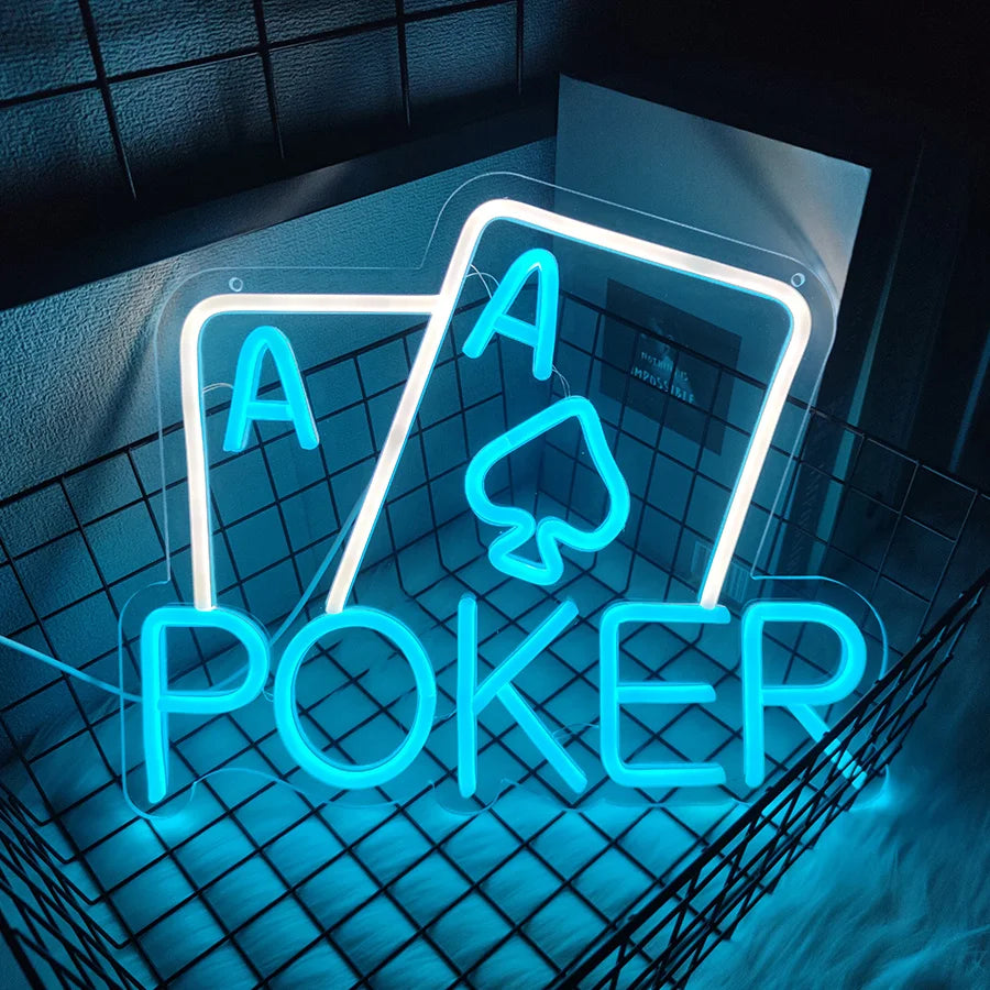 Poker LED Neon Signs, Home Wall Decoration, USB-powered LED Lights, Bars, Entertainment Rooms, Game Rooms, Men's Cave Parties