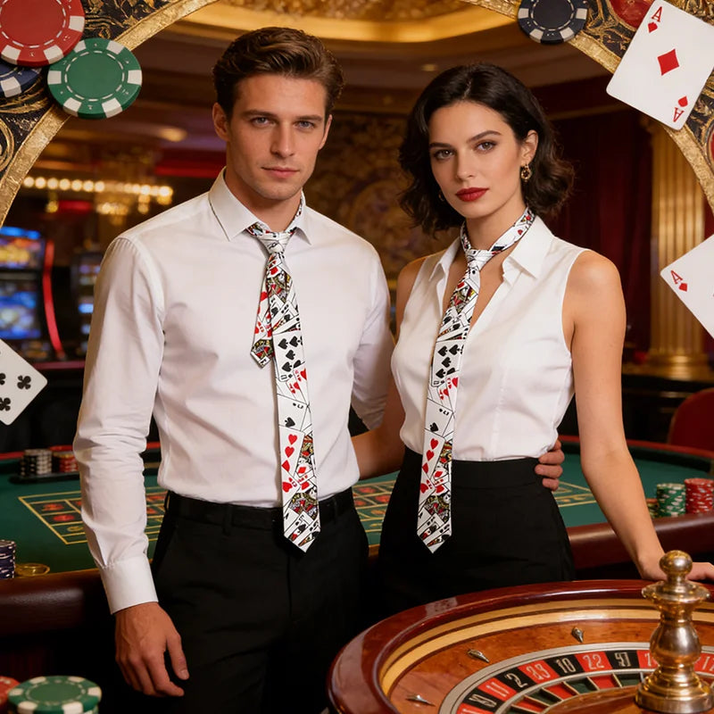 Mode 8 Style Poker Casino Theme Cravates Pour Homme Femme 5cm Narrow Skinny Cravates Formal Casual Accessory Pour Mariage Fête Daily