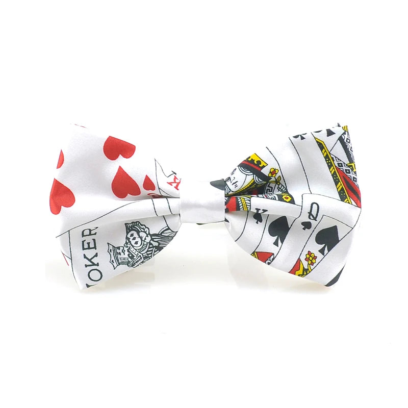 Unisex Playing Card Poker Design Suspender Braces Clip-on Elastic Y-back Suspenders Bowtie for Men Women Trousers Pants Holder