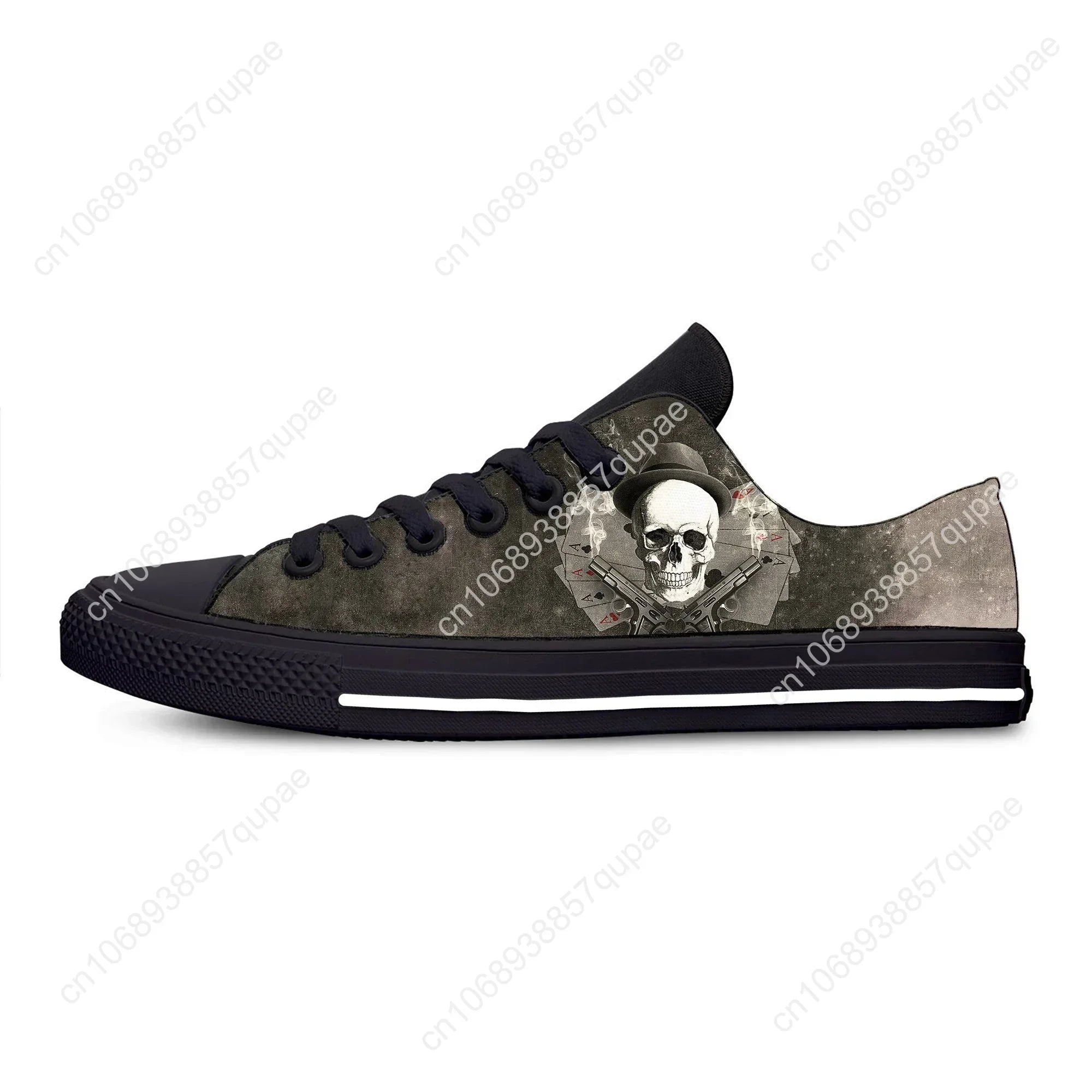 Grim Reaper Death Skull Poker Skeleton Low Top Sneaker baskets