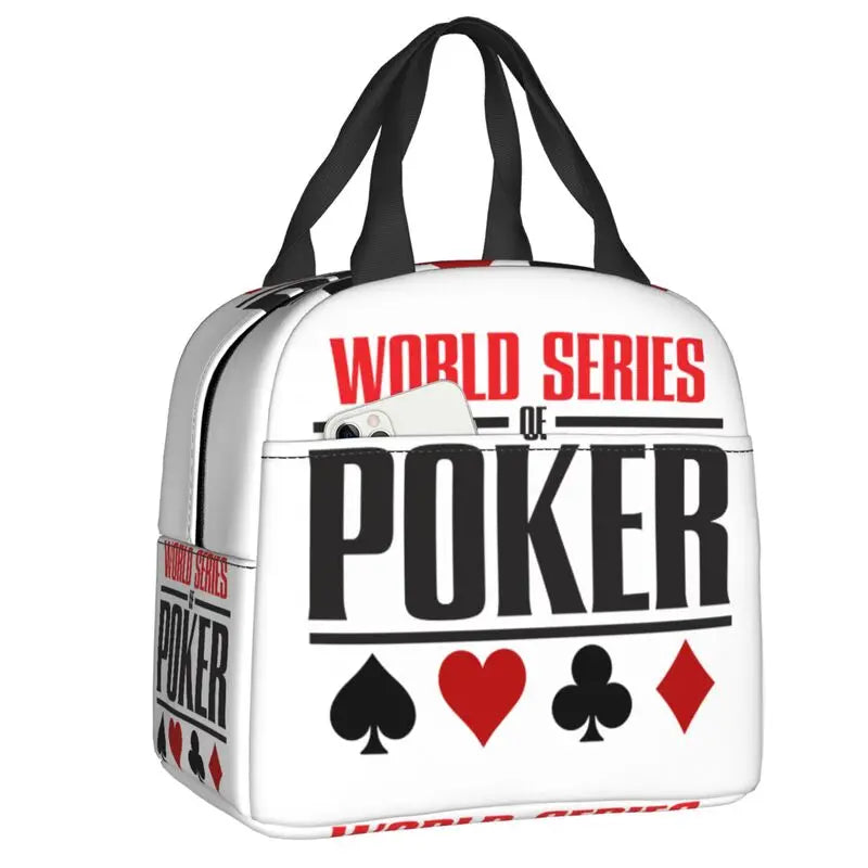 Poker Four Suits Portable Lunch Box Étanche Card Game Players Cooler Thermal Food Insulated Lunch Bag School Children Student