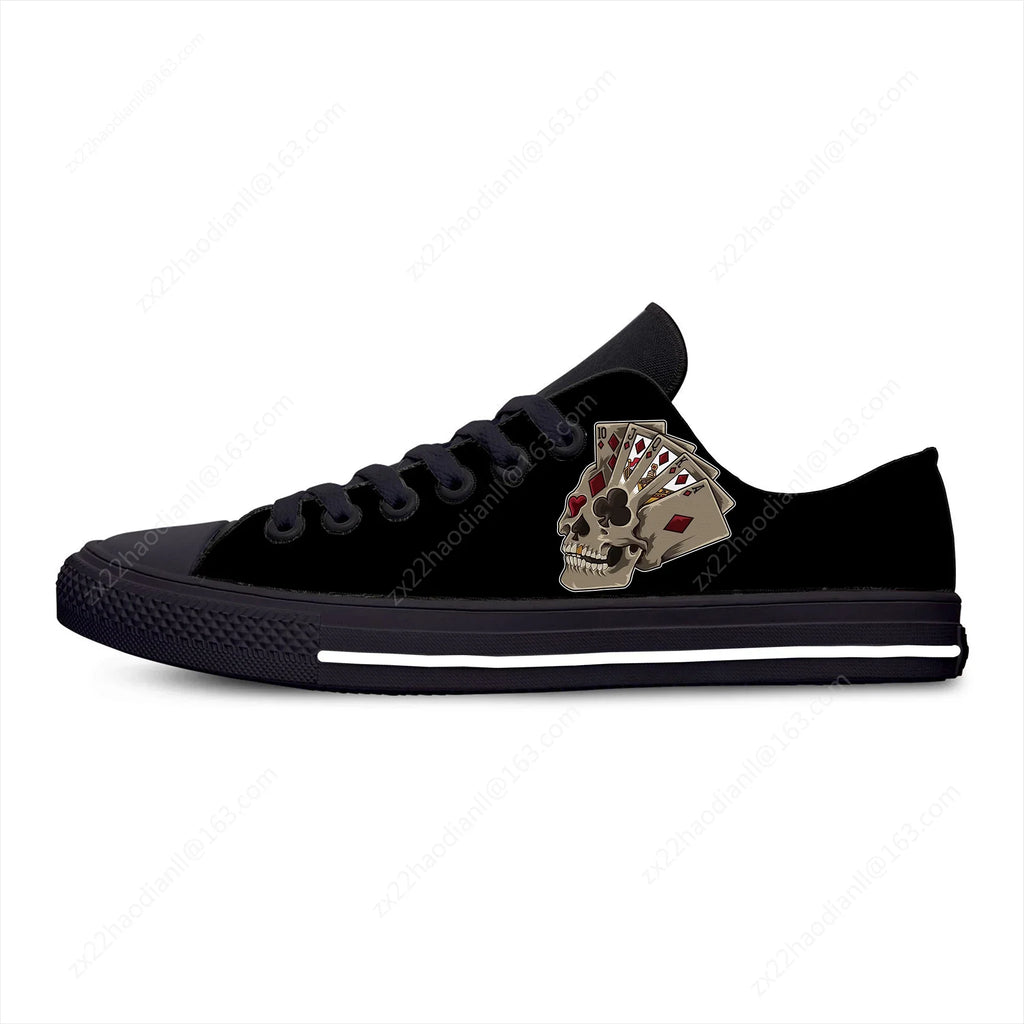 Grim Reaper Death Skull Poker Skeleton Low Top Sneaker baskets
