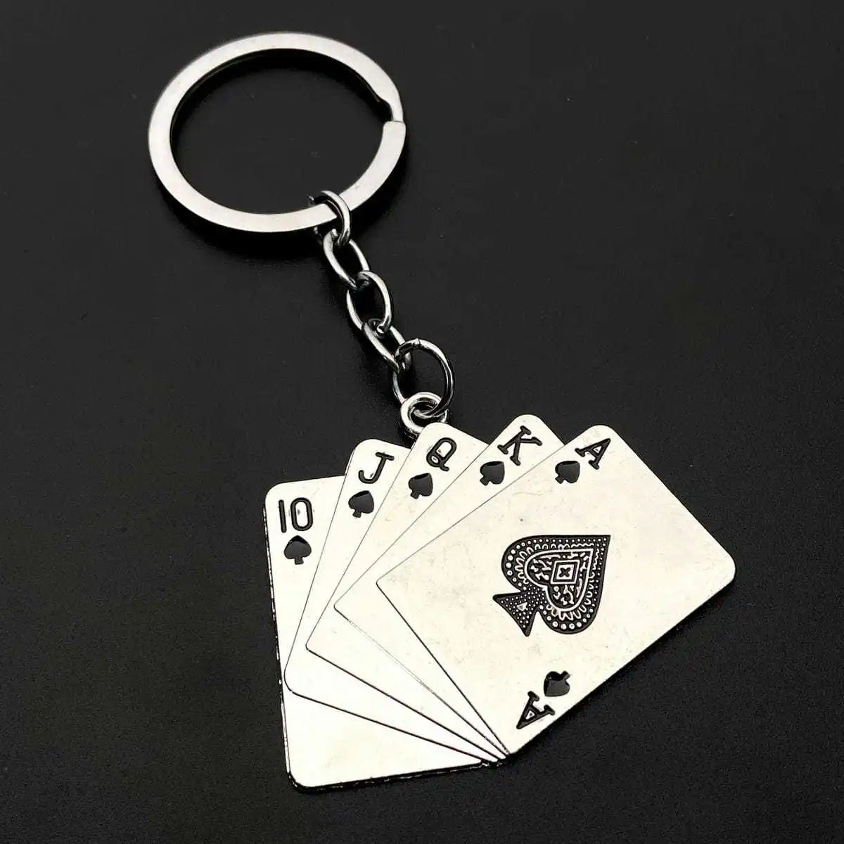 1Pcs Wholesale Creative Poker Enthusiast Mini Mental Key Chain Car Accessory Playing Cards Pendant Key Ring Unisex Jewelry Gift