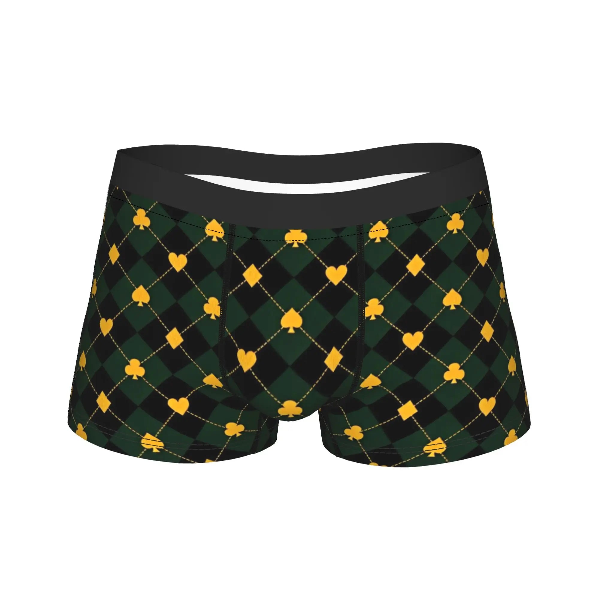 Men Boxer Briefs Shorts pants Panties King Of Hearts Blackjack Cards Poker 21 K Breathable Underwear Male Humor Plus Size Underpants