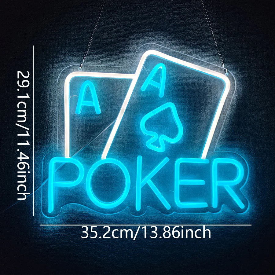 Poker LED Neon Signs, Home Wall Decoration, USB-powered LED Lights, Bars, Entertainment Rooms, Game Rooms, Men's Cave Parties