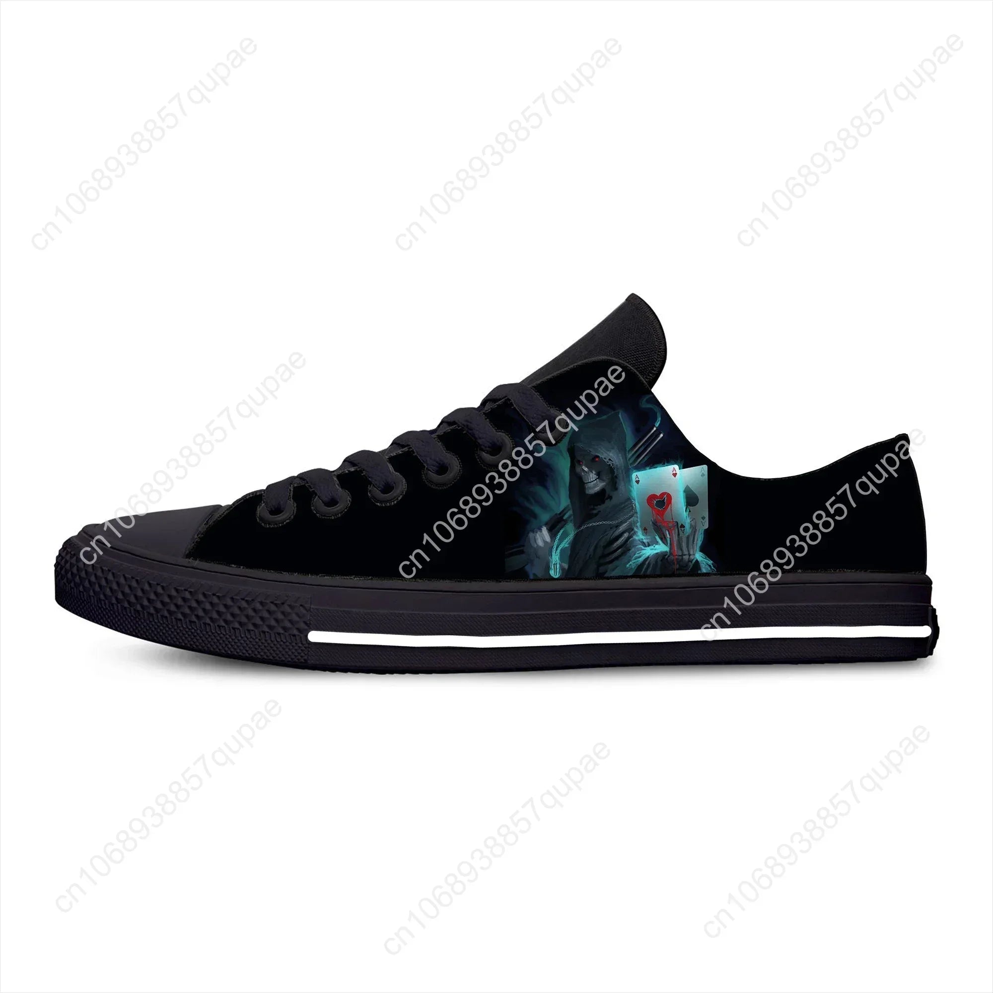 Grim Reaper Death Skull Poker Skeleton Low Top Sneaker baskets