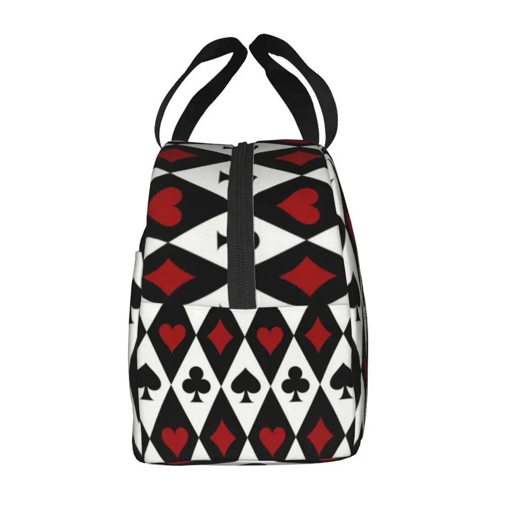 Poker Four Suits Portable Lunch Box Étanche Card Game Players Cooler Thermal Food Insulated Lunch Bag School Children Student