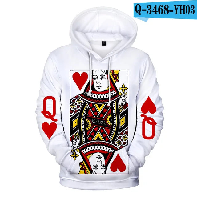 Hoodie King & Queen Poker - Imprimé Cartes K & A 3D