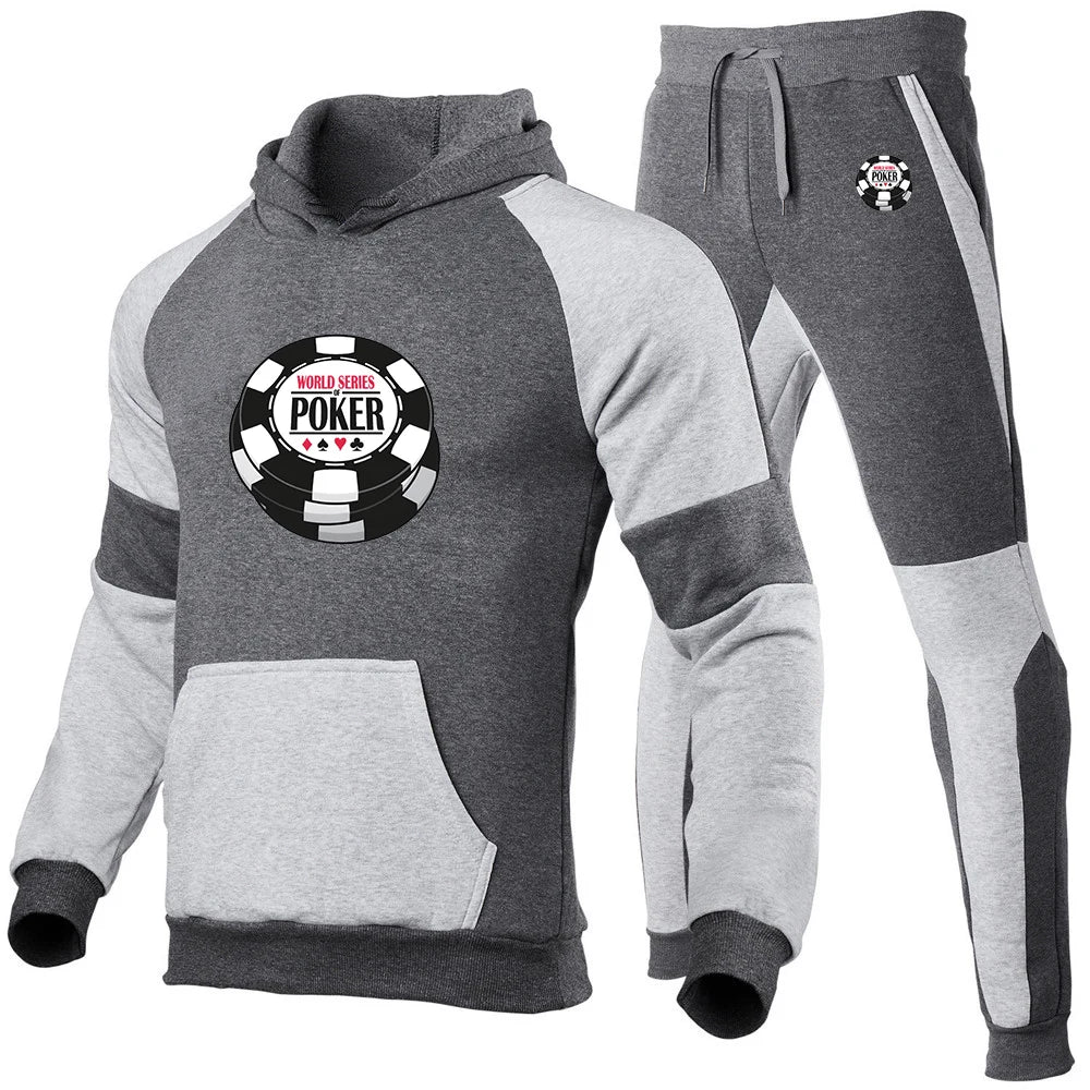 World Series of Poker Logo Print Daily Simple Commute Convenient High End Luxury Hoodies Drawstring Long Pants Suits