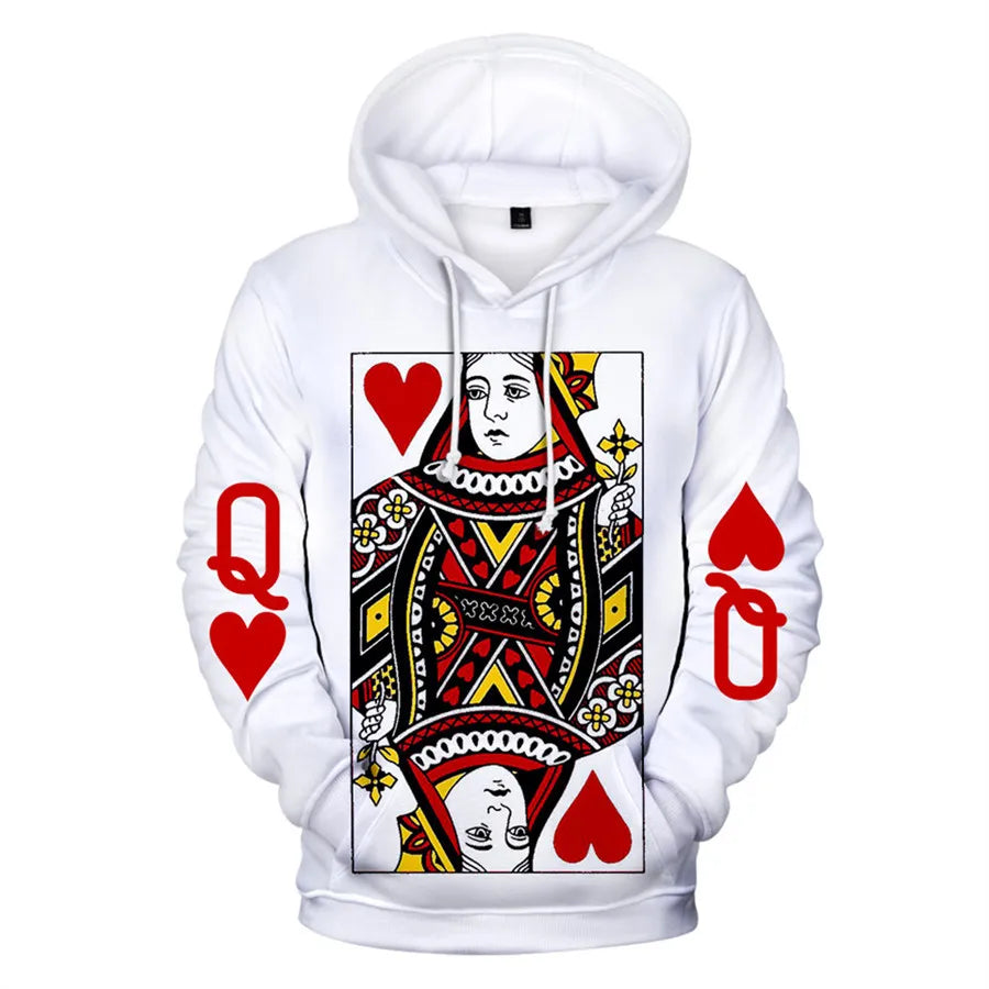 Hoodie King & Queen Poker - Imprimé Cartes K & A 3D
