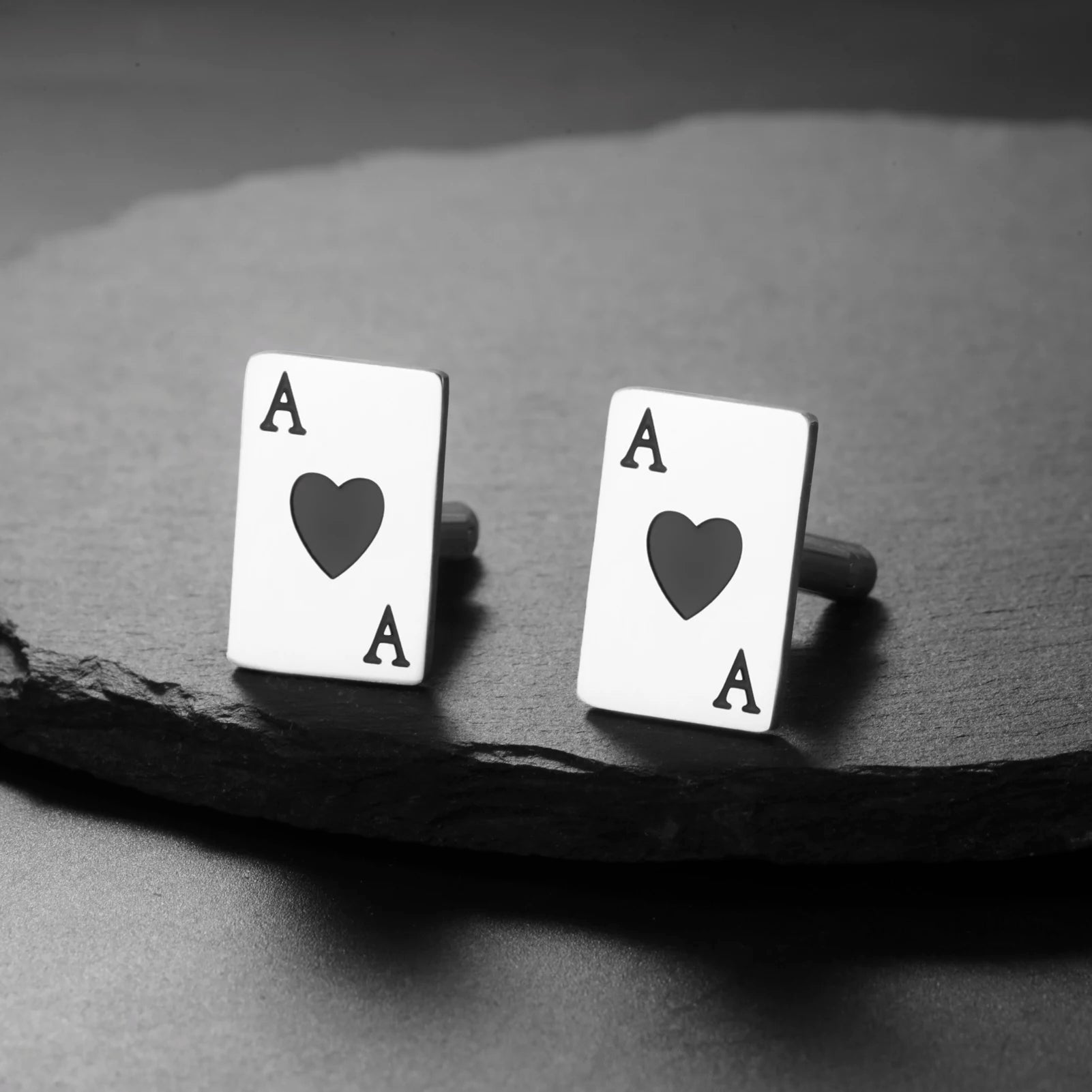 Amaxer Poker Cards Cartoon Red Heart Cufflinks for Women Men Stainless Steel Perfect Jewelry Gifts