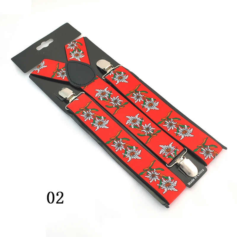 Suspenders pour Homme Clip-On Braces Elastic Suspender pour Trousers Pants Holder 3.5cm Ceinture Cartes à Jouer Poker Cards Braces Gallus