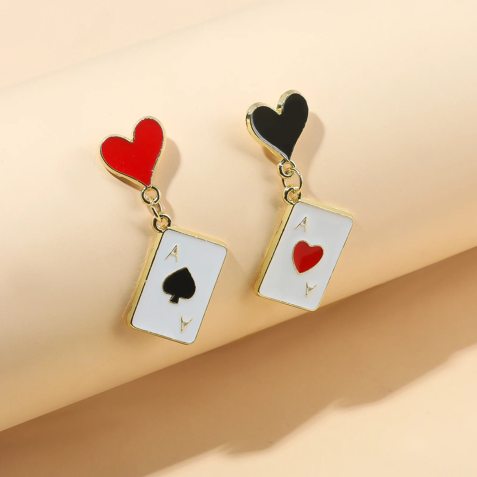 Alice In Wonderland Playing Card Earrings Women Funny Clock Poker Card Drop Earrings Hearts And Spades Playing Cards Earrings