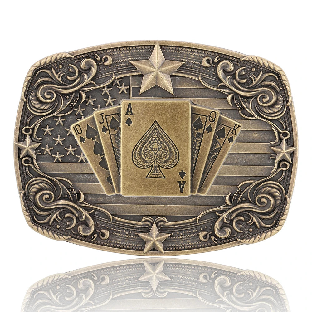 Western Ceinture Boucle pour Homme, Vintage Poker Cowboy Ceinture Boucles