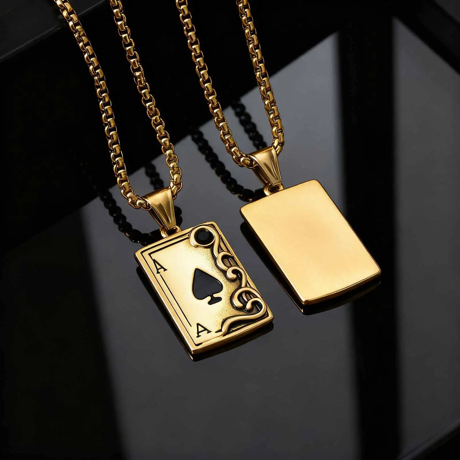 Retro Stainless Steel Poker Spades 'A' Pendant Necklace For Women Men Fashion Jewelry Classic Party Gaming Theme
