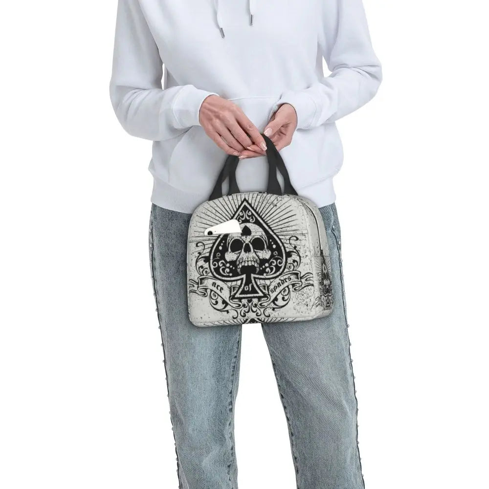 Poker Four Suits Portable Lunch Box Étanche Card Game Players Cooler Thermal Food Insulated Lunch Bag School Children Student