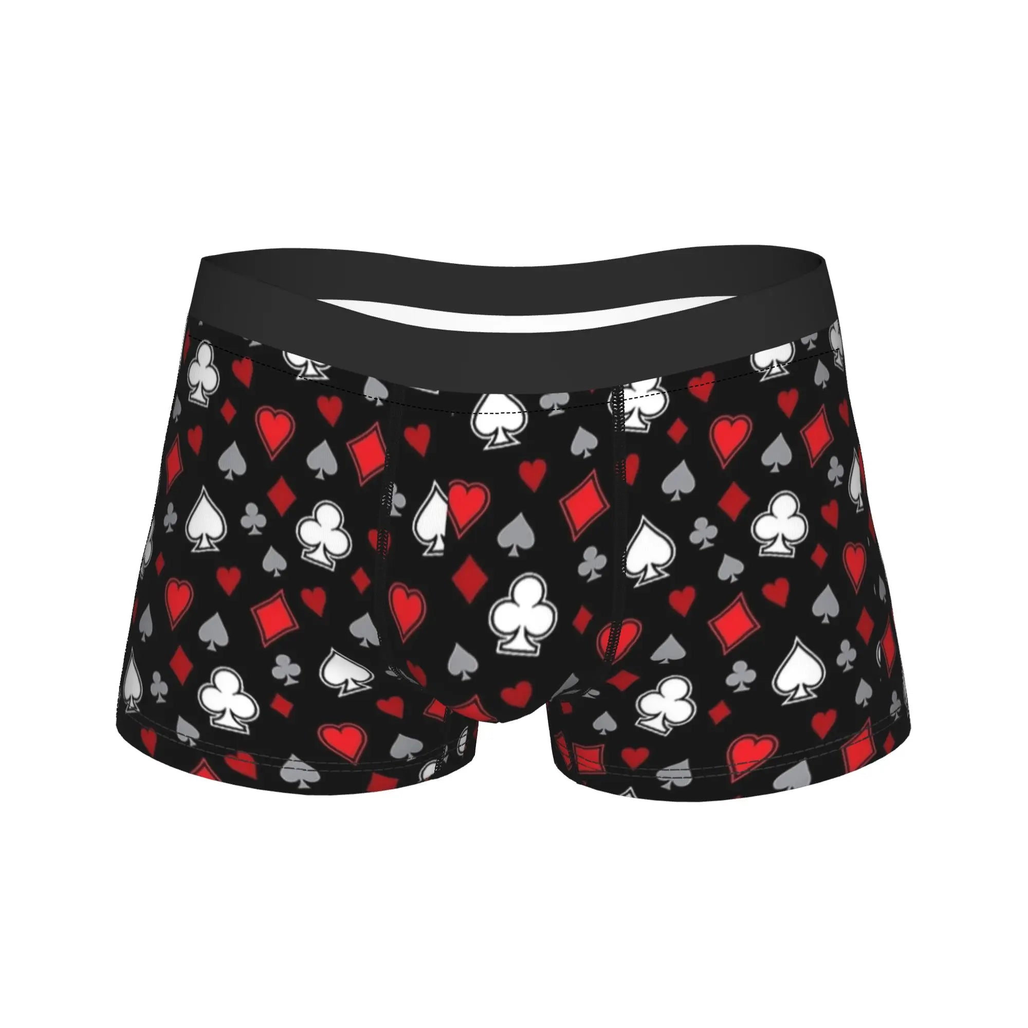 Playing cards suit symbols Underwear  Elastic Underpants Custom DIY Boxer Brief For Men 3D Pouch Plus Size Boxershorts