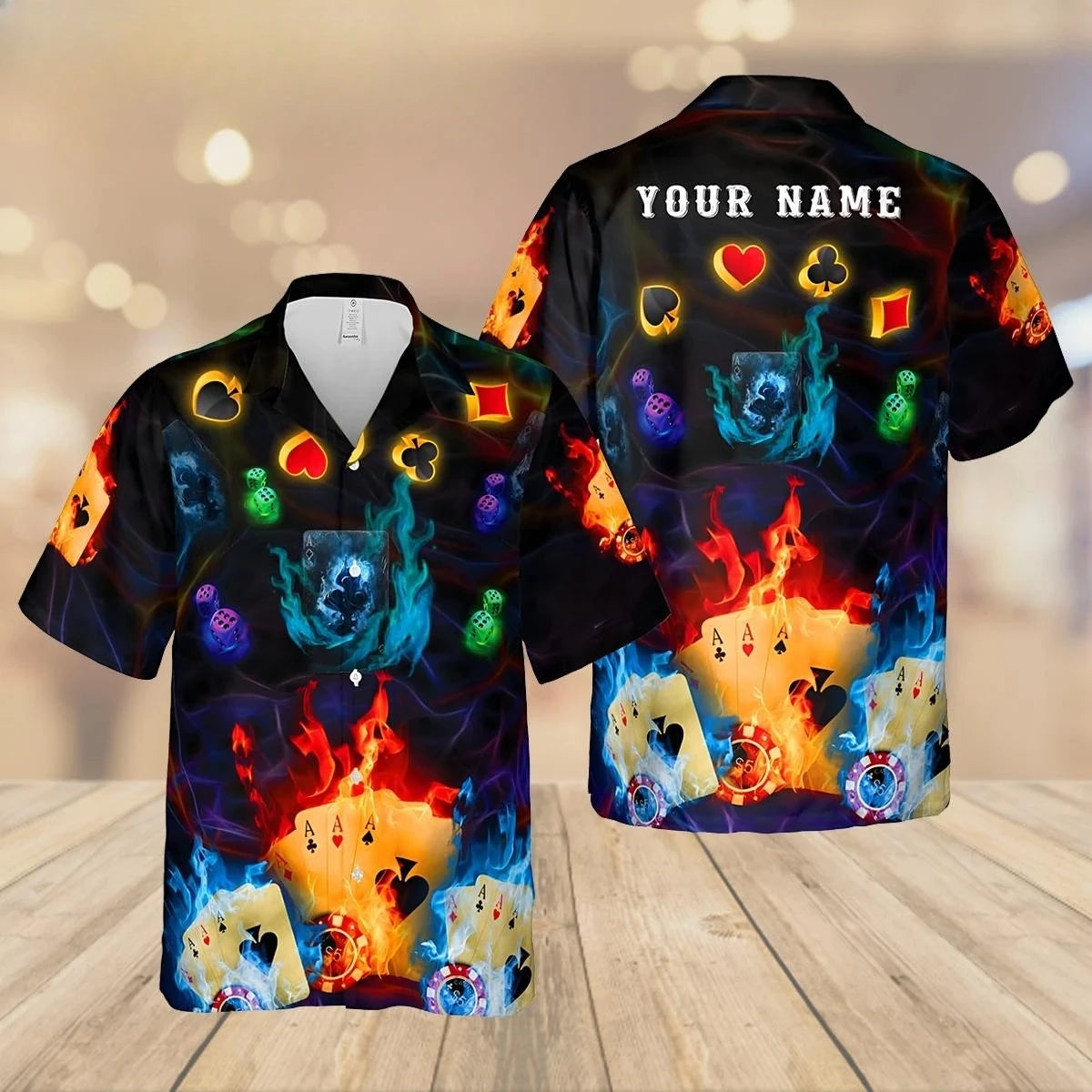 Poker Hawaiian Shirts Gambling Shirt Blackjack Short-sleeve Button Down Shirt Gift for Casino Lover Las Vegas Trip Casino Shirt