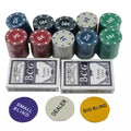 Board Game Poker Set 100 or 200 Chips to Play Poker Cards, Set with Metal Box Professional Casino Chips for Black Jack, with 4 Colors and Distributor Buttons, 100 Pcs |   200 Pcs