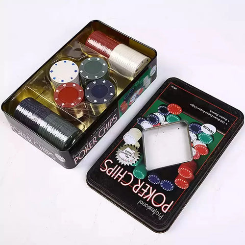 Board Game set de Poker 100 or 200 Chips to Play cartes de Poker, set avec Metal Box professionnel Casino Chips pour noir Valet, avec 4 Colors et Distributor Buttons, 100 Pcs | 200 Pcs